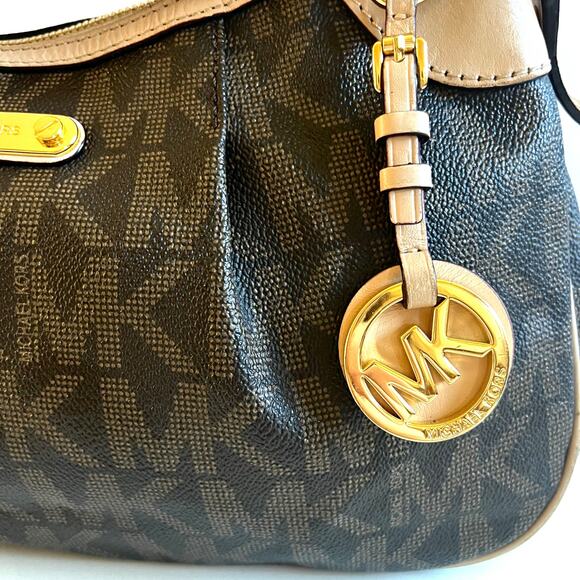 MICHAEL KORS Leather Signature Shoulder Bag, Brown & Tan - Picture 3 of 11